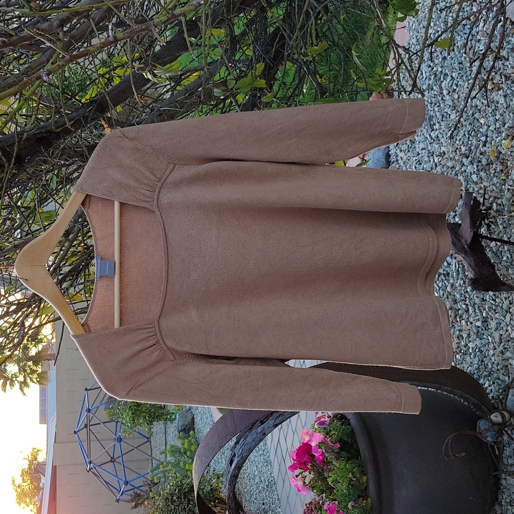 Ann Taylor Brown Silk Sweater 3/4 Sleeves Size Ladies Large - Picture 6 of 7